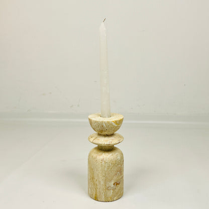 Collared Candle Stand  - Travertine