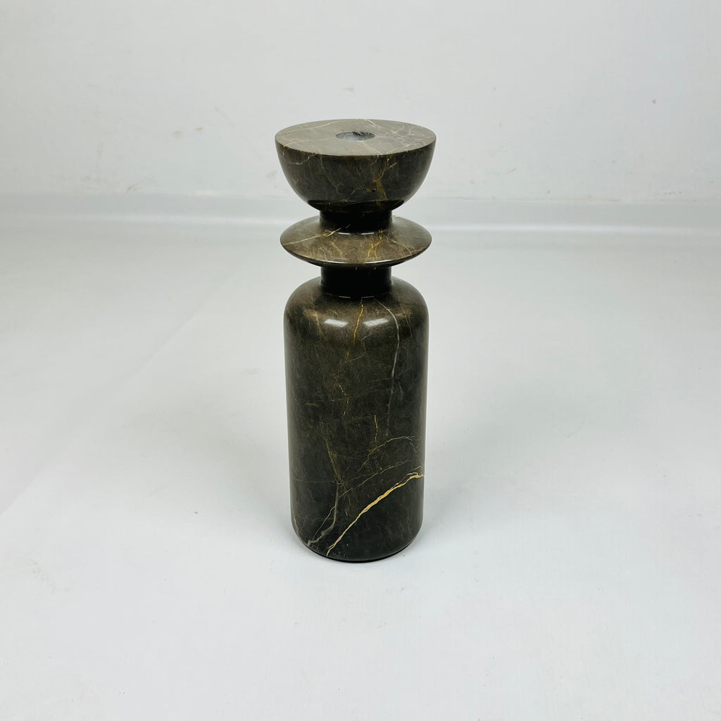 Ringed Bottled Golden Streaked Marble Candle Stand