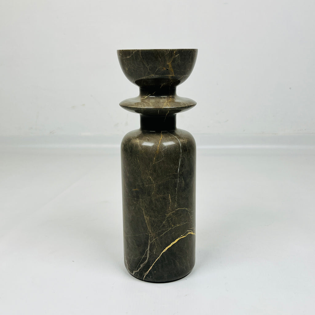 Ringed Bottled Golden Streaked Marble Candle Stand