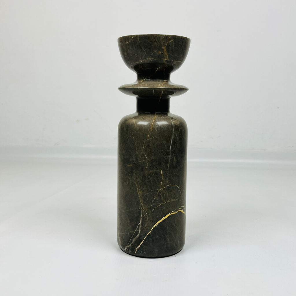 Ringed Bottled Golden Streaked Marble Candle Stand