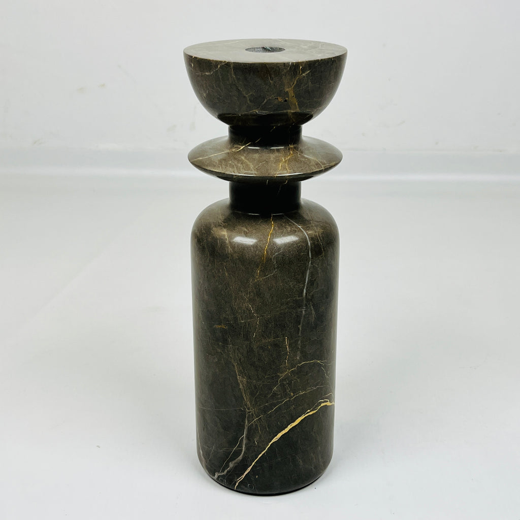 Ringed Bottled Golden Streaked Marble Candle Stand