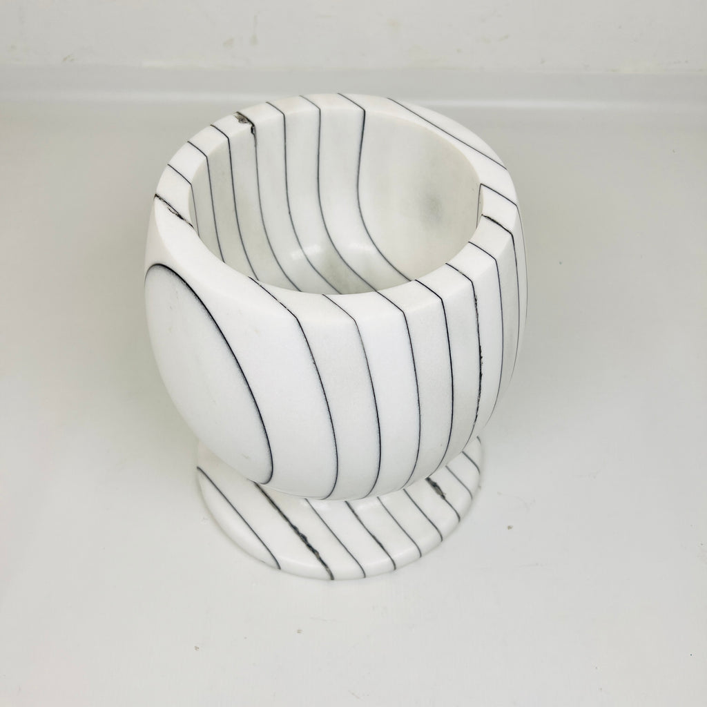 Cup Shaped Pinstriped Marble Bowl