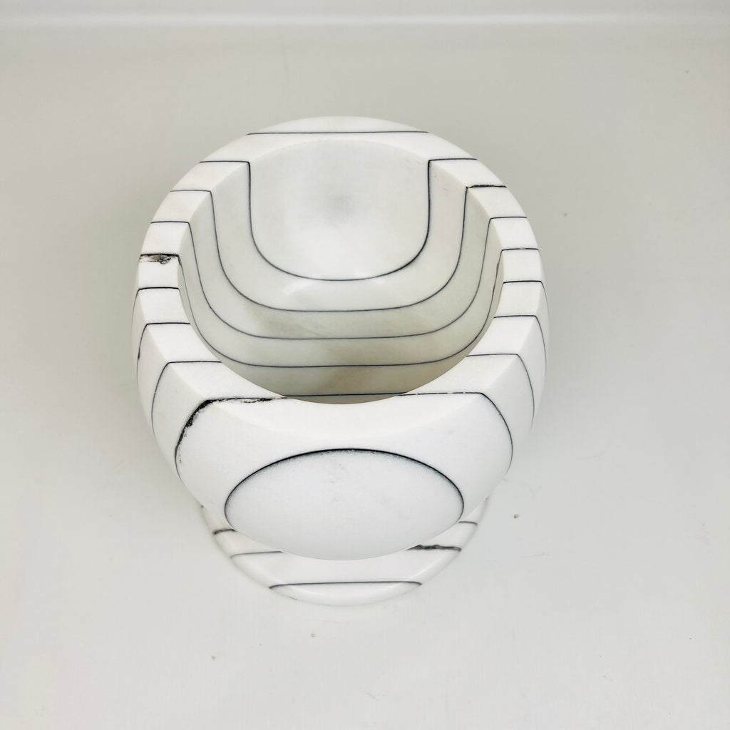 Cup Shaped Pinstriped Marble Bowl