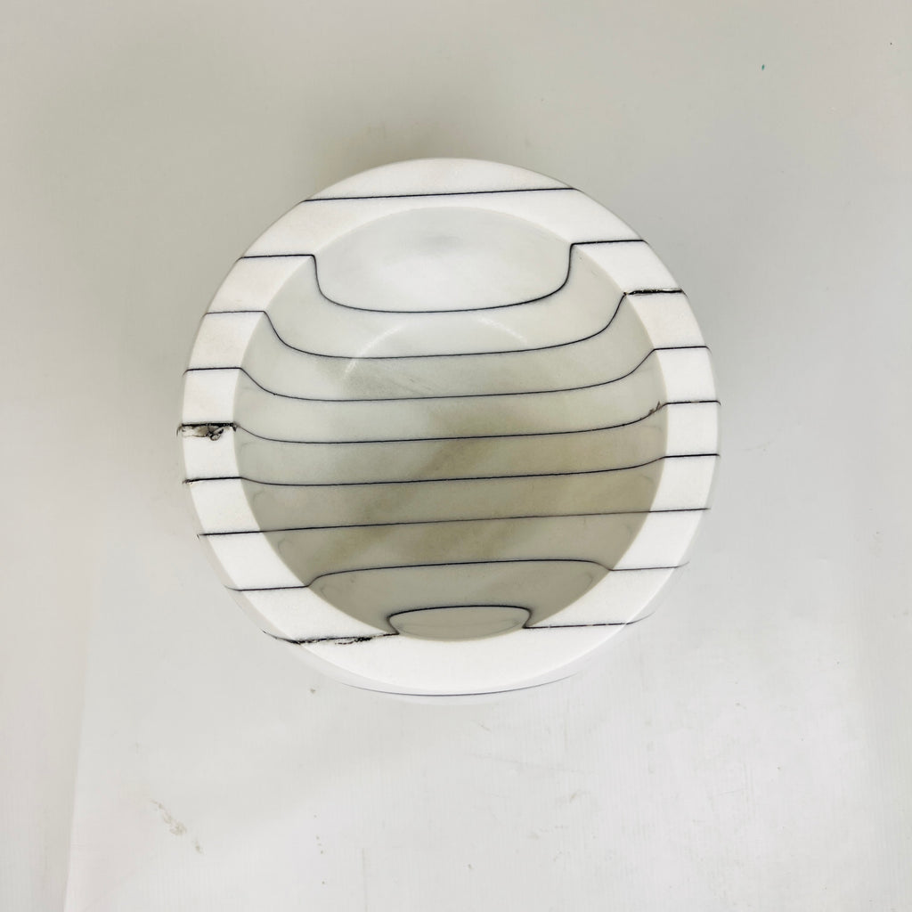 Cup Shaped Pinstriped Marble Bowl