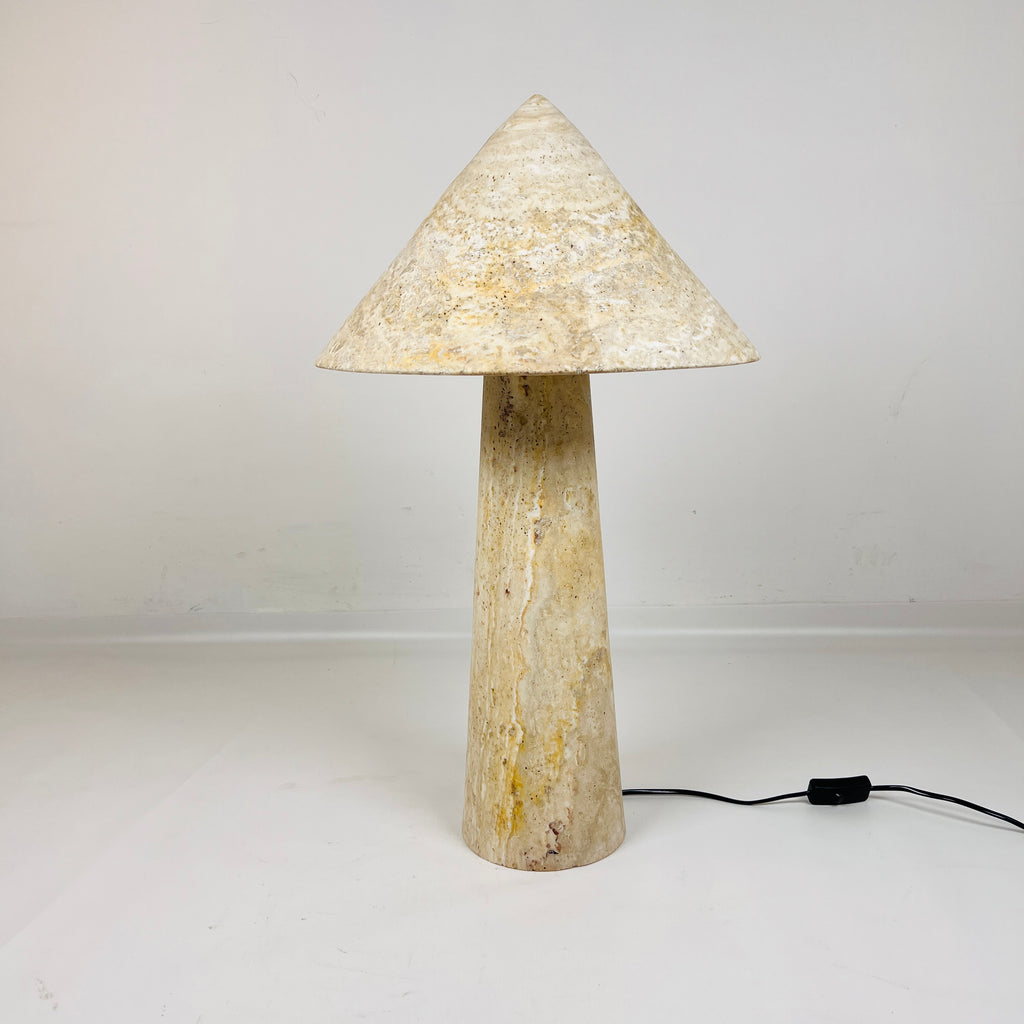 Cone-Head Travertine Table Lamp