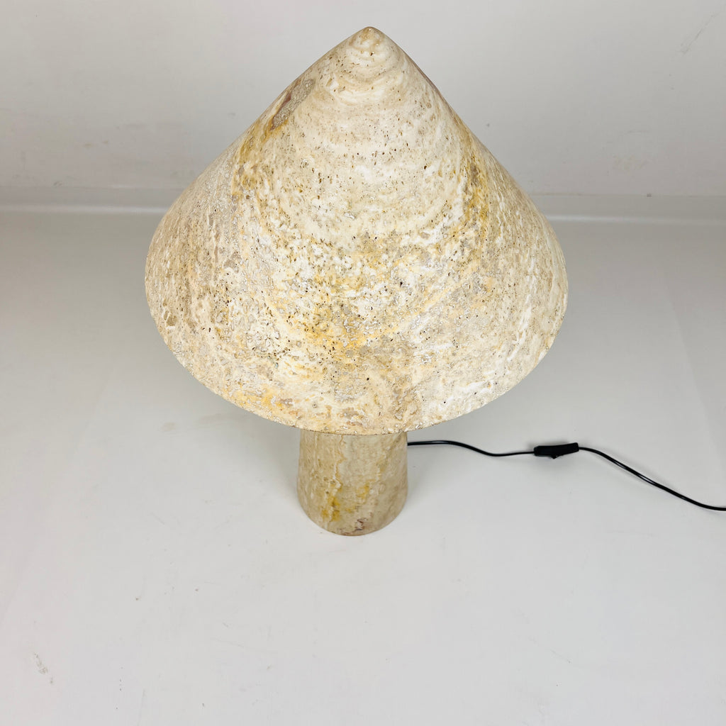 Cone-Head Travertine Table Lamp