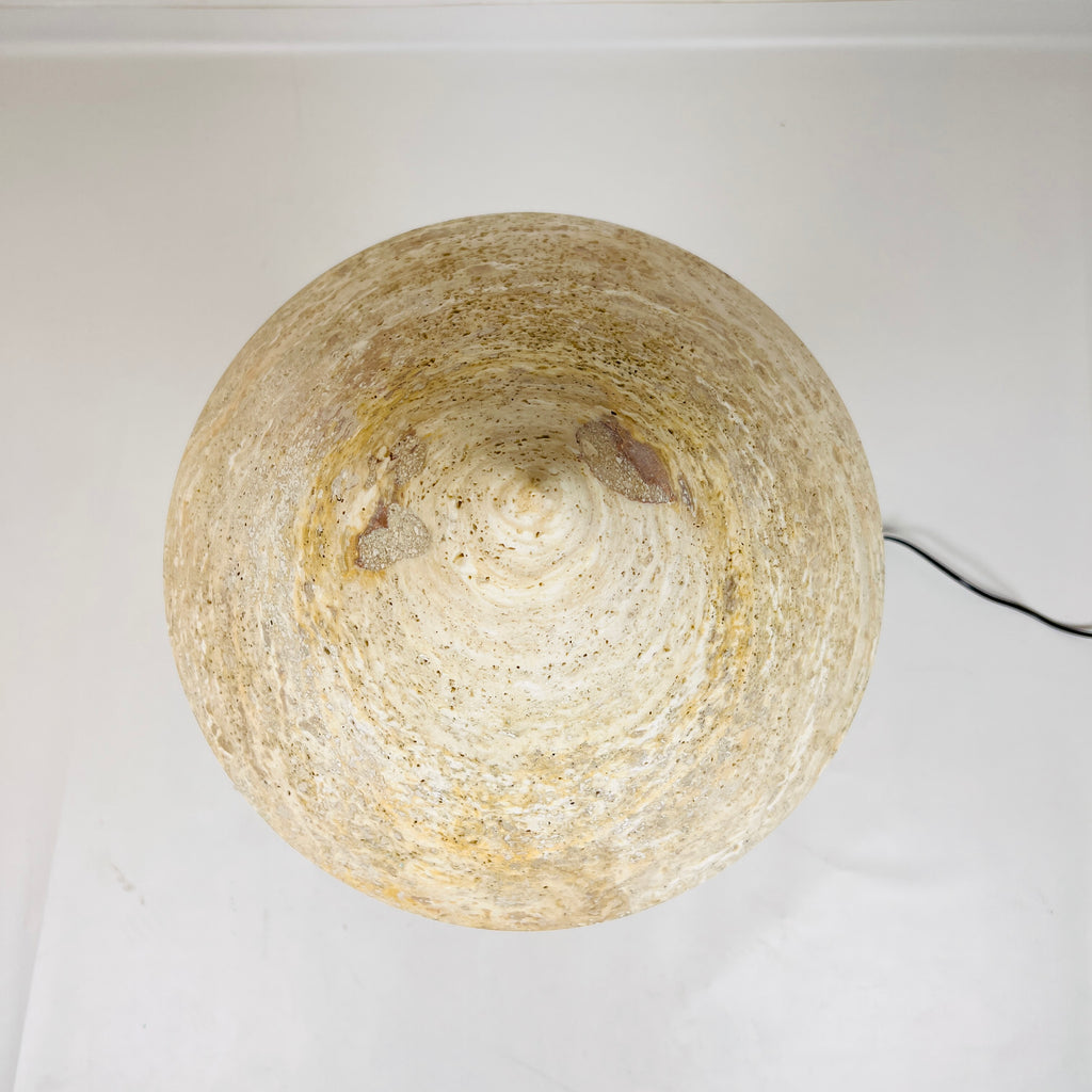 Cone-Head Travertine Table Lamp