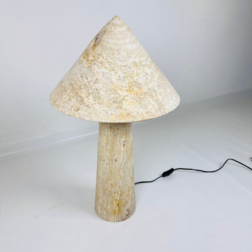 Cone-Head Travertine Table Lamp