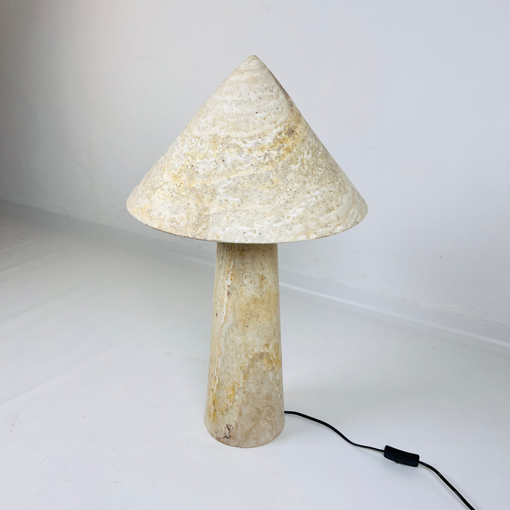 Cone-Head Travertine Table Lamp