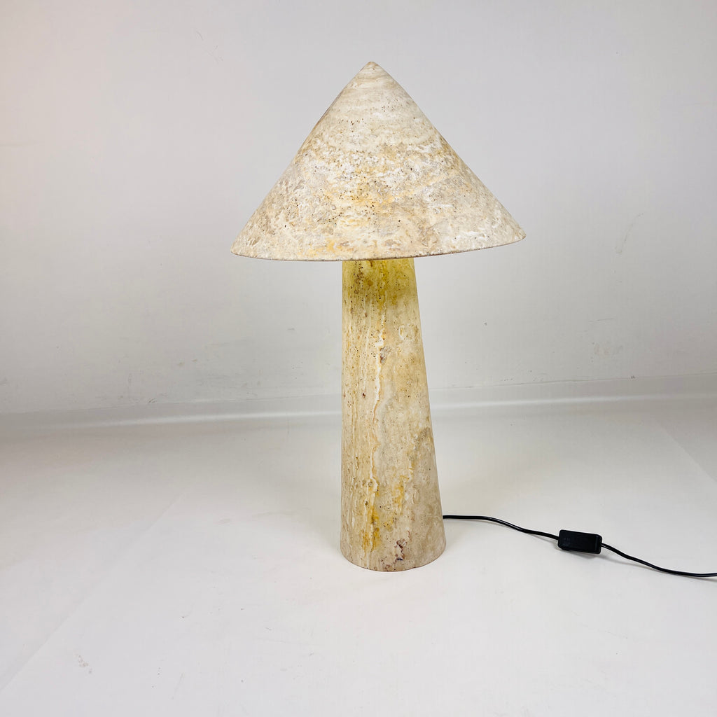 Cone-Head Travertine Table Lamp