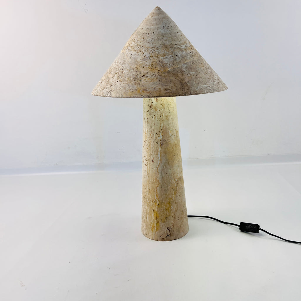 Cone-Head Travertine Table Lamp