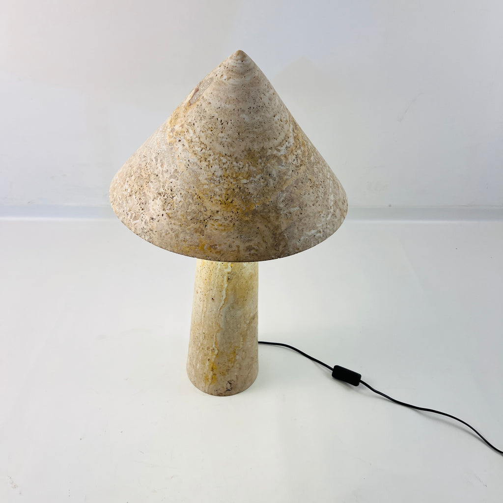 Cone-Head Travertine Table Lamp