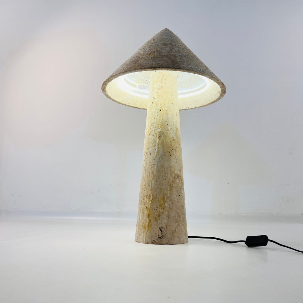 Cone-Head Travertine Table Lamp