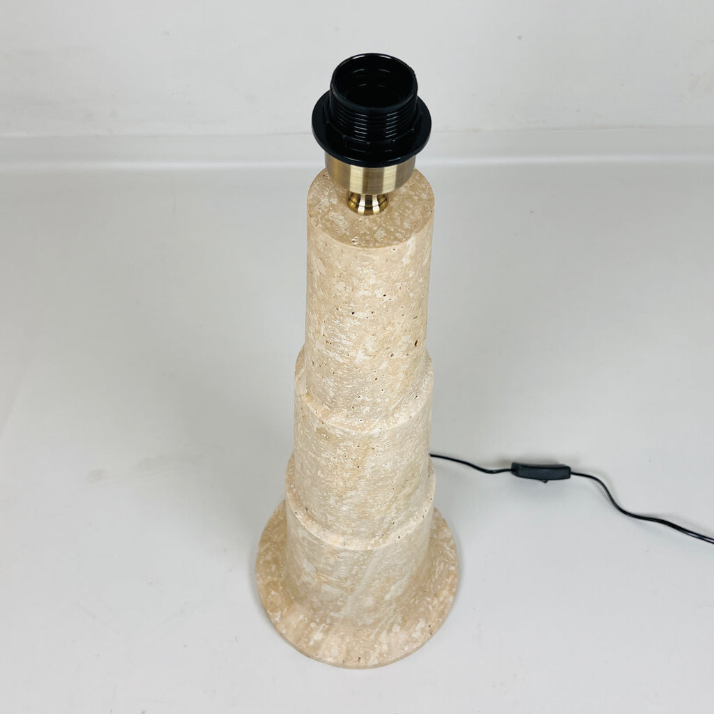 Stepped Travertine Grazed Table Lamp