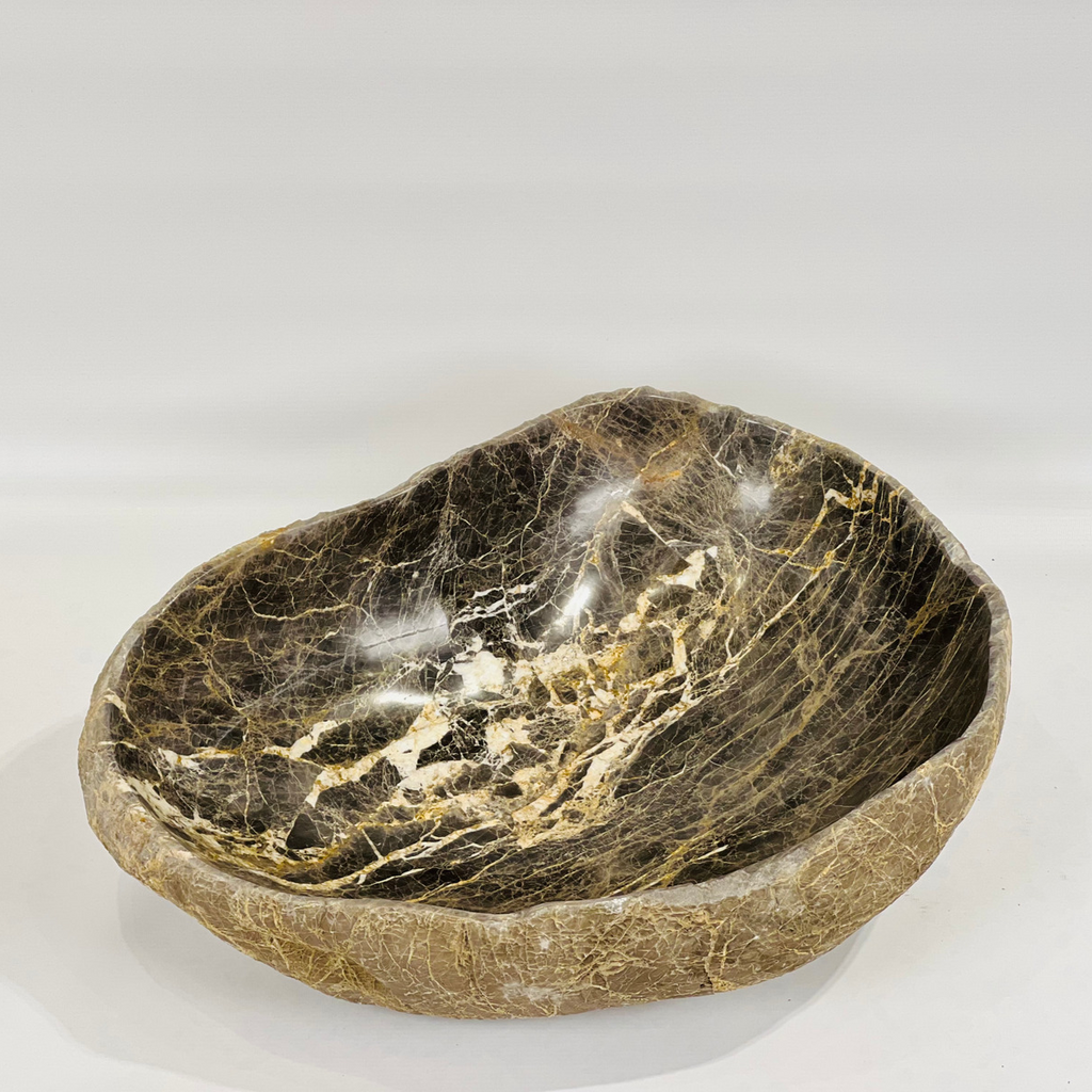 Gold Streaked River Stone Bowl