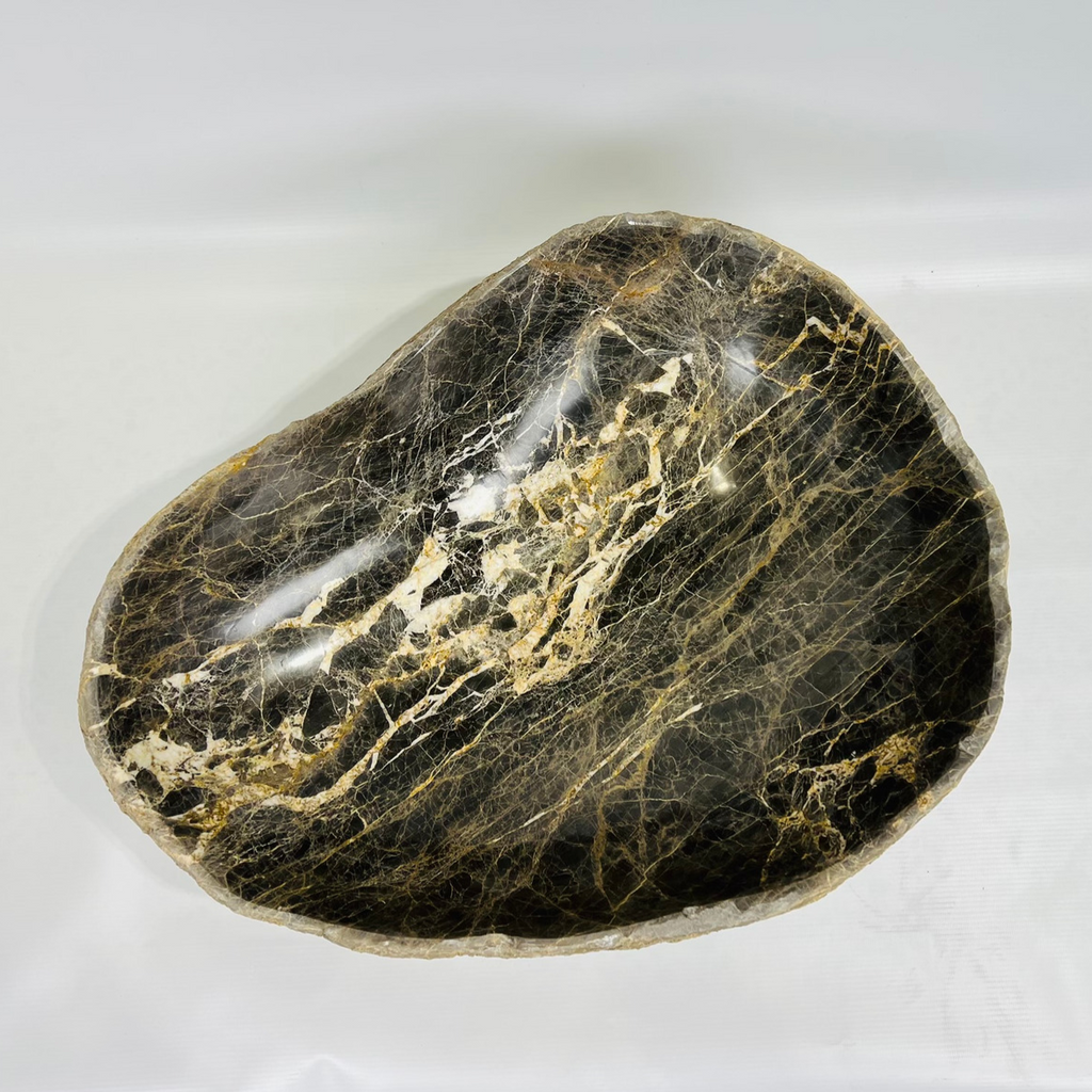 Gold Streaked River Stone Bowl