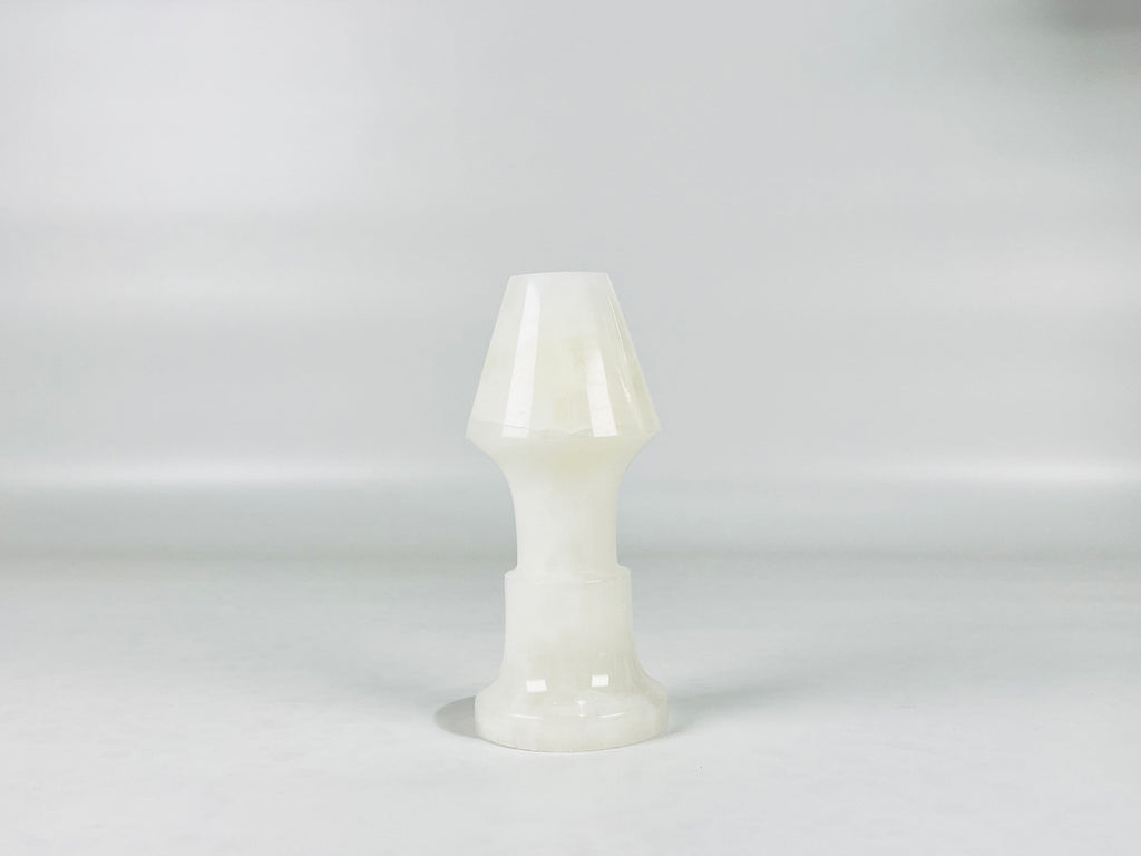 Cone Head White Onyx Marble Candle Stand