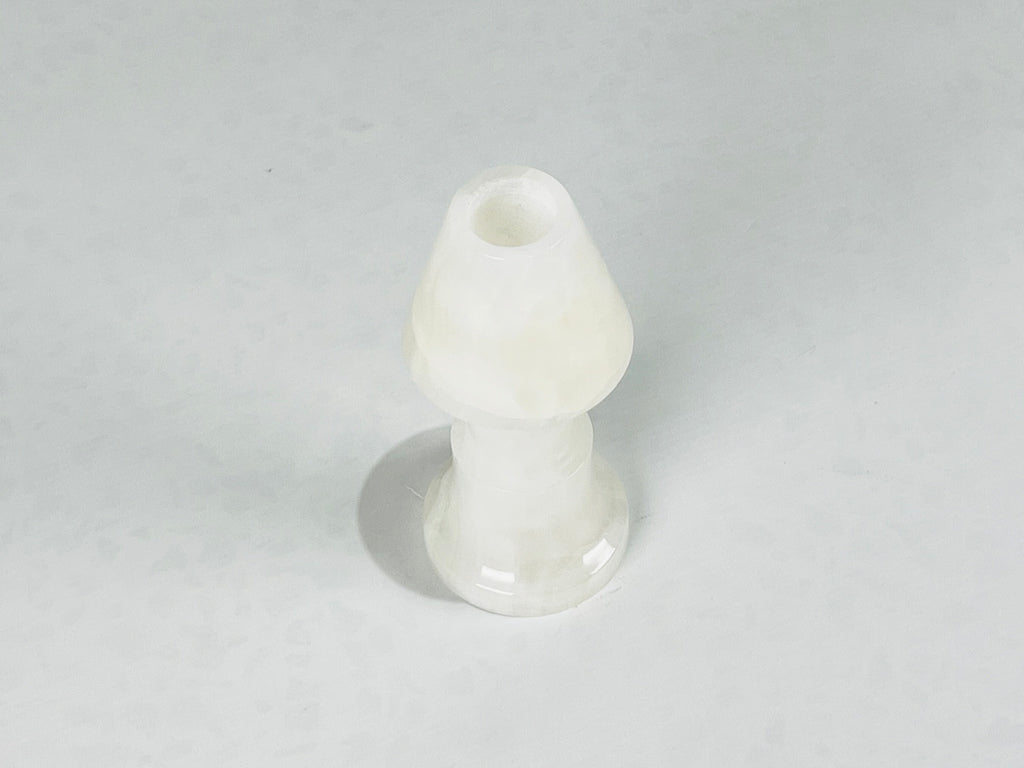 Cone Head White Onyx Marble Candle Stand