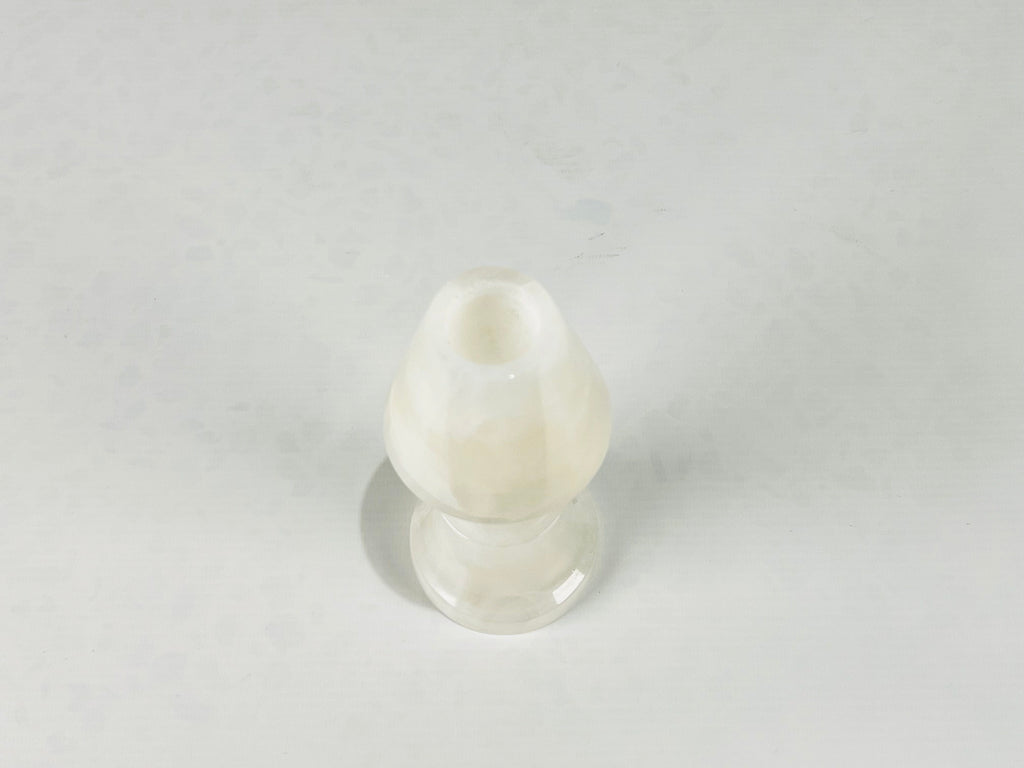 Cone Head White Onyx Marble Candle Stand