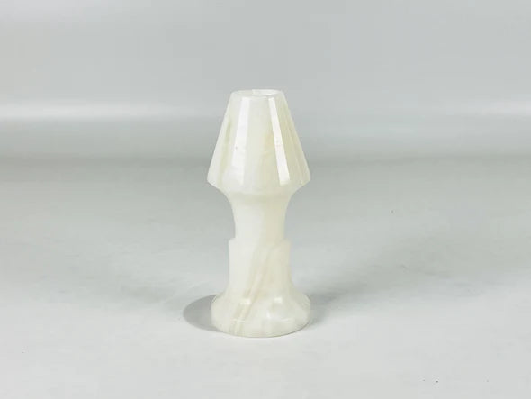 Cone Head White Opaque Marble Candle Stand