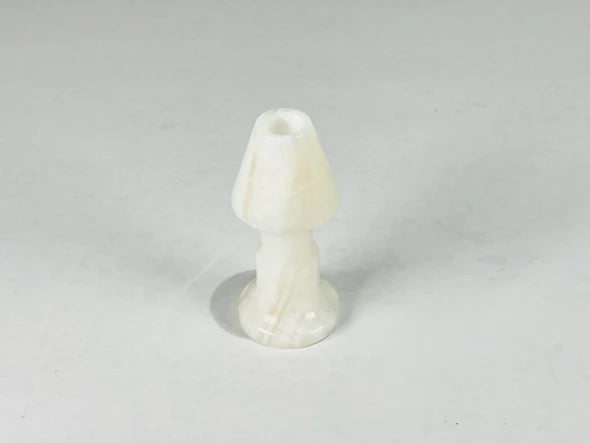 Cone Head White Opaque Marble Candle Stand