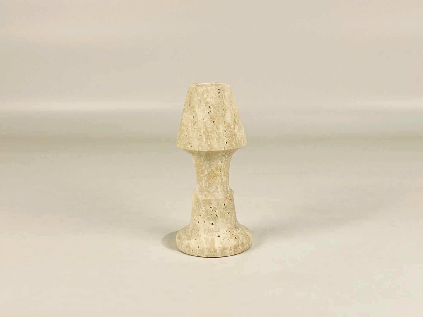 Frustum Capped Candle Stand - Travertine