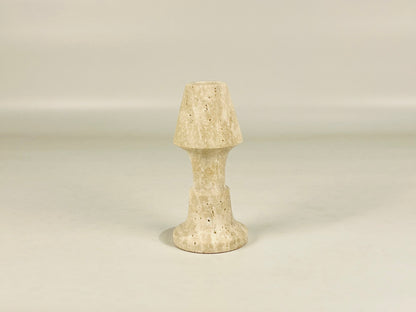Frustum Capped Candle Stand - Travertine