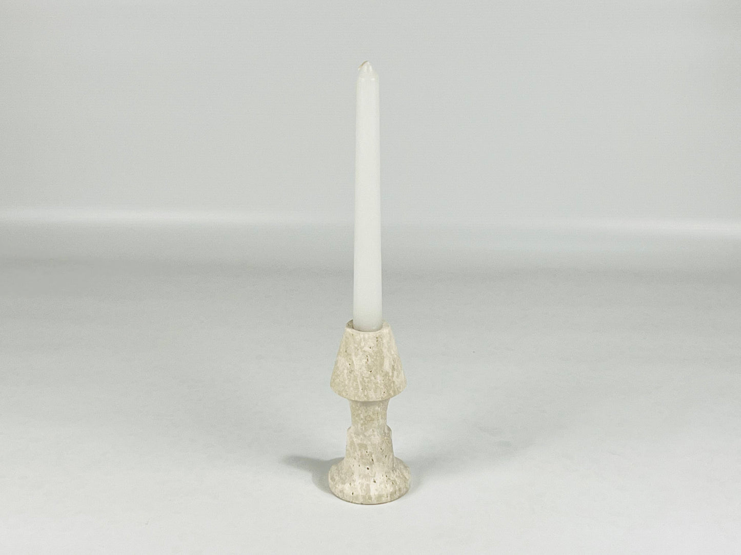 Frustum Capped Candle Stand - Travertine