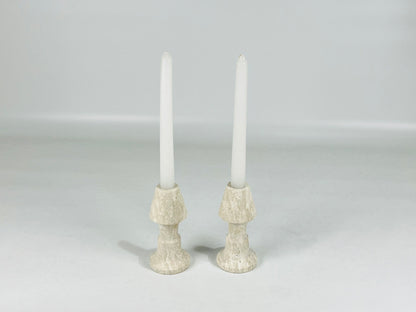 Frustum Capped Candle Stand - Travertine
