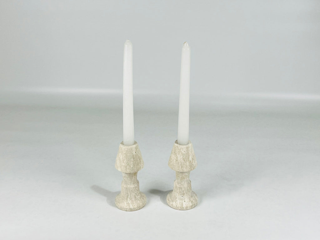 Cone Head Travertine Marble Candle Stand