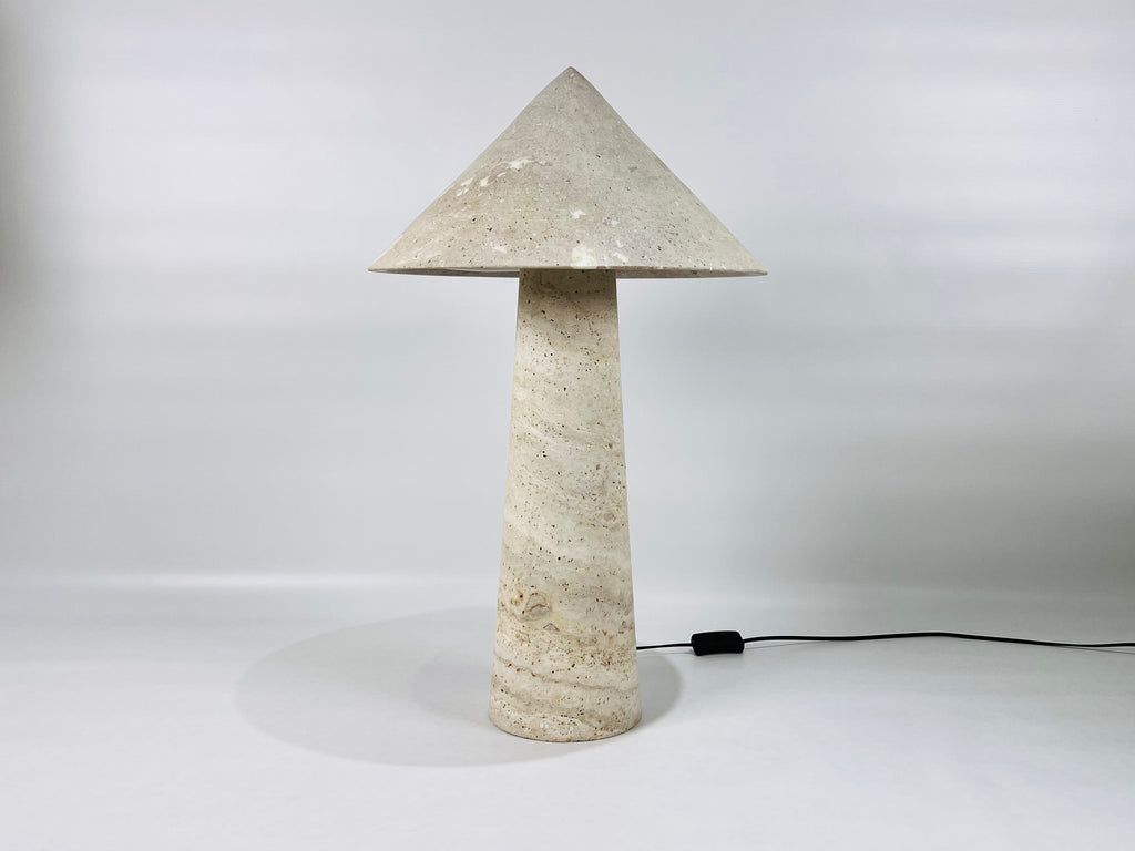 Cone-Head Travertine Table Lamp