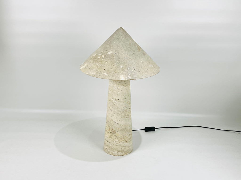 Cone-Head Travertine Table Lamp