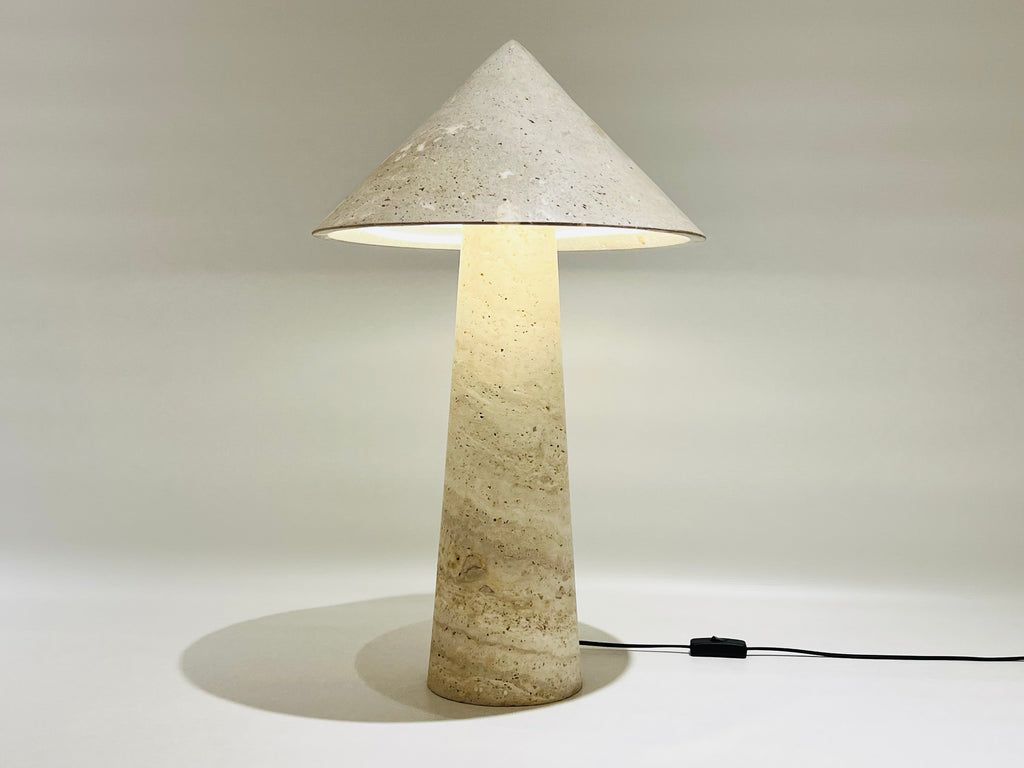 Cone-Head Travertine Table Lamp