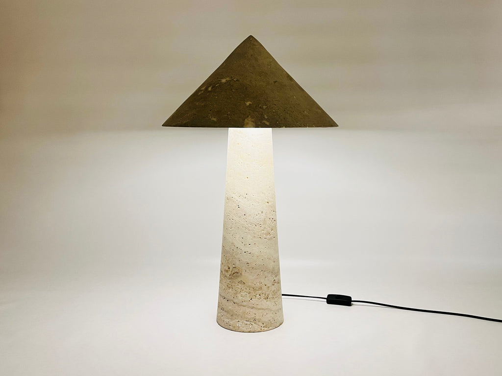 Cone-Head Travertine Table Lamp