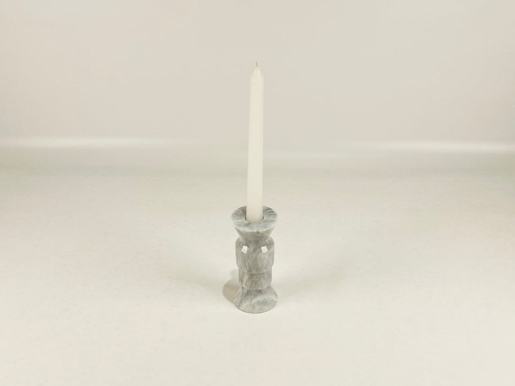 Pawn Grey Streaked Marble Candle Stand