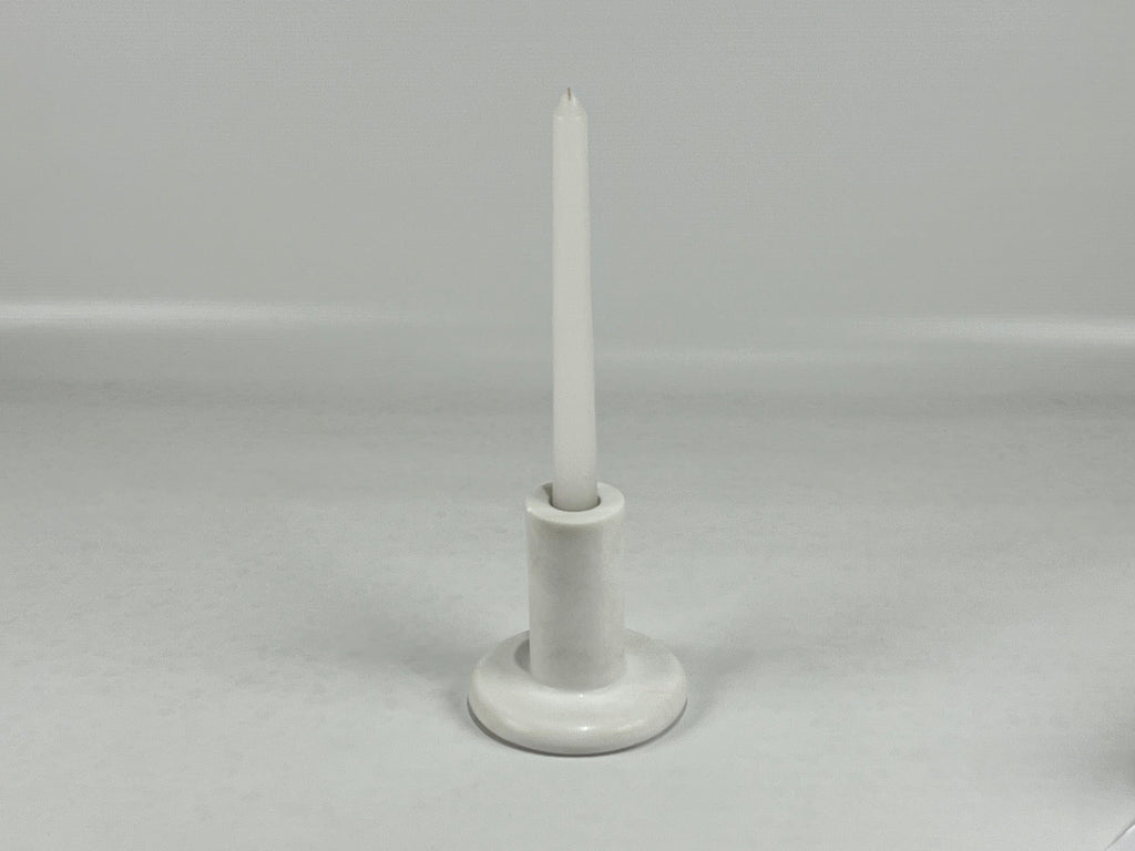 Pin Drop White Marble Candle Stand