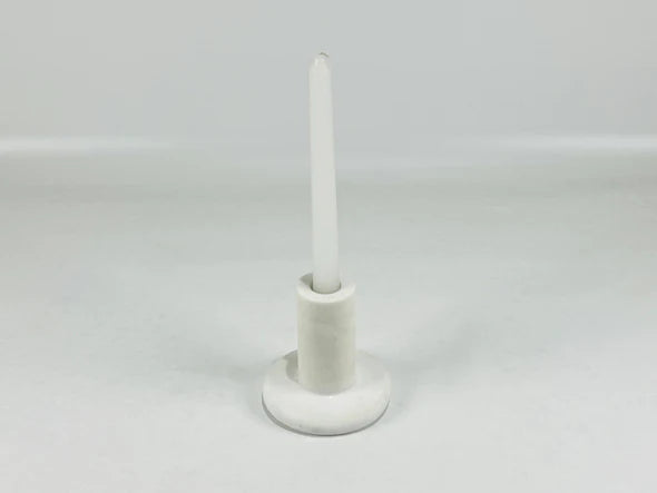 Pin Drop White Marble Candle Stand