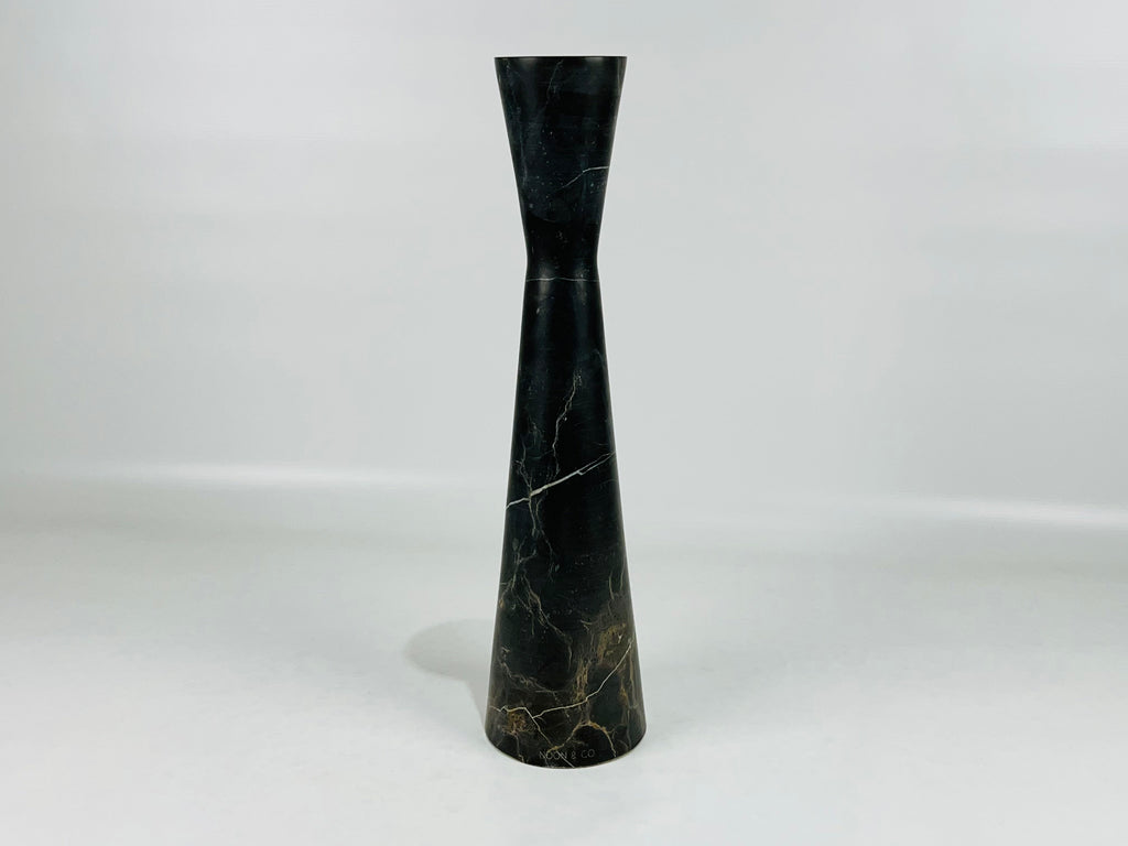 Long Funnel Black Marble Candle Stand (Medium)