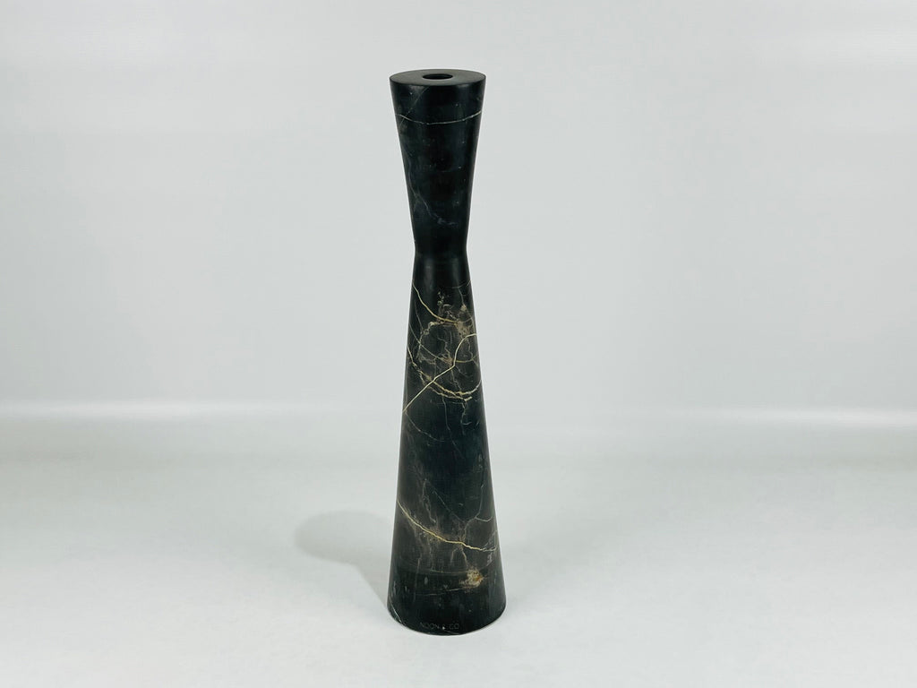 Long Funnel Black Marble Candle Stand (Large)