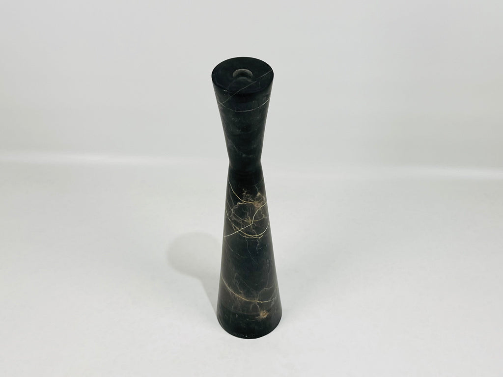 Long Funnel Black Marble Candle Stand (Large)