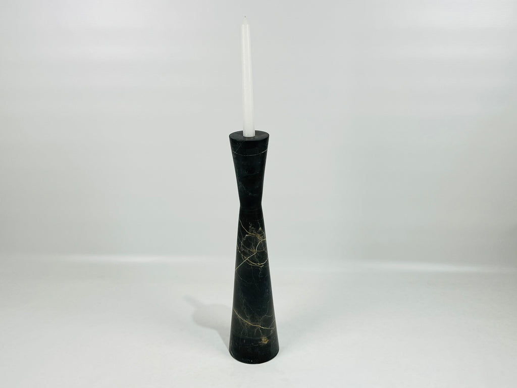 Long Funnel Black Marble Candle Stand (Large)