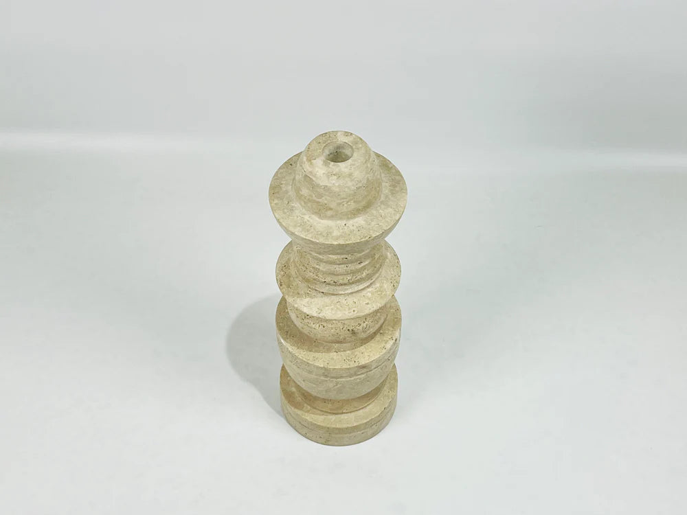 Cairn Candle Stand - Travertine