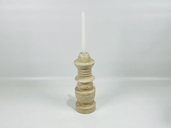 Cairn Candle Stand - Travertine