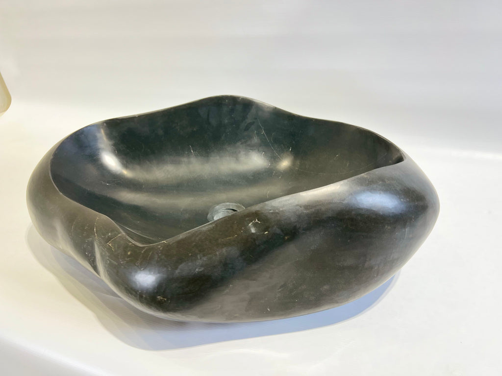 Glossy Black River Stone Sink