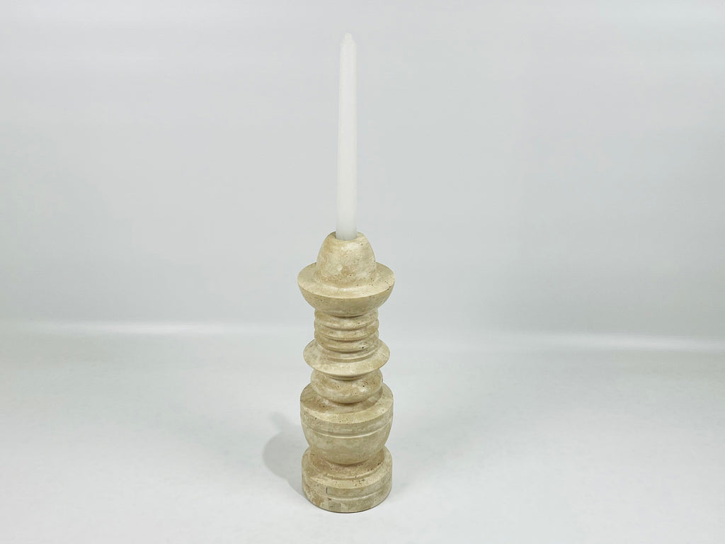 Rings of Hope Dark Travertine Candle Stand