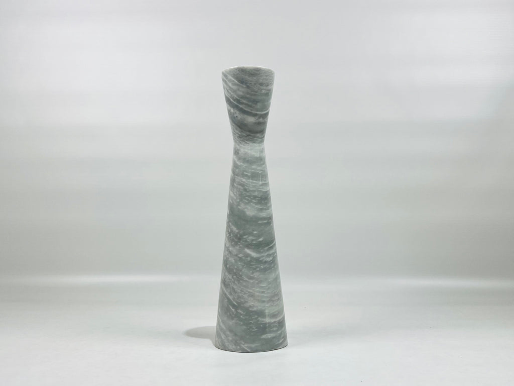 Long Funnel Grey Streaked Marble Candle Stand (Small)