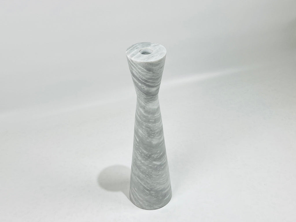 Long Funnel Grey Streaked Marble Candle Stand (Small)