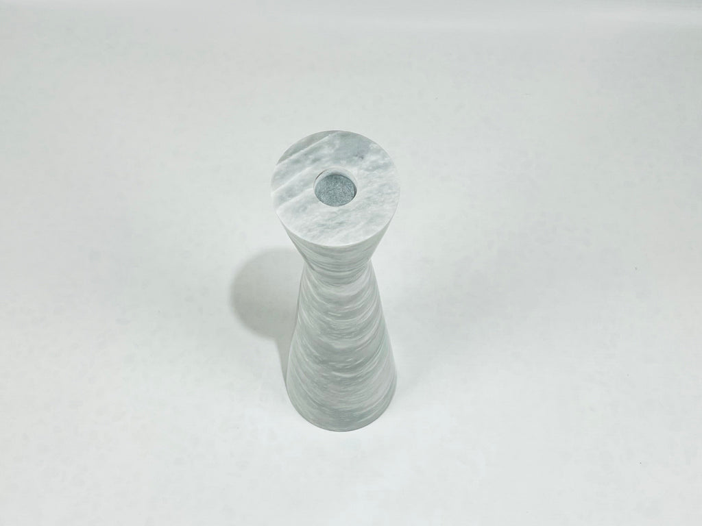 Long Funnel Grey Streaked Marble Candle Stand (Small)