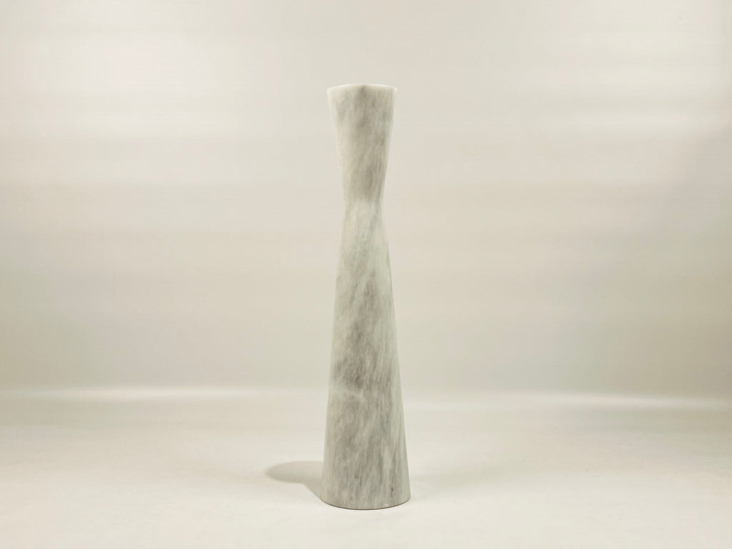 Long Funnel Grey Streaked Marble Candle Stand (Medium)