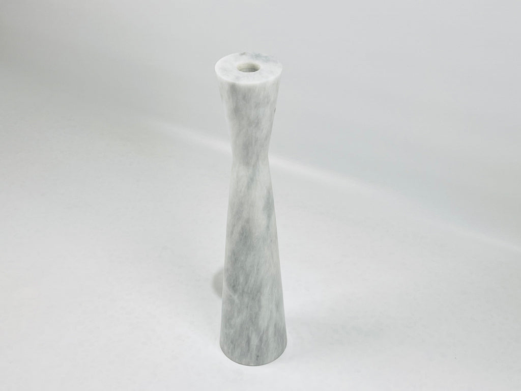 Long Funnel Grey Streaked Marble Candle Stand (Medium)